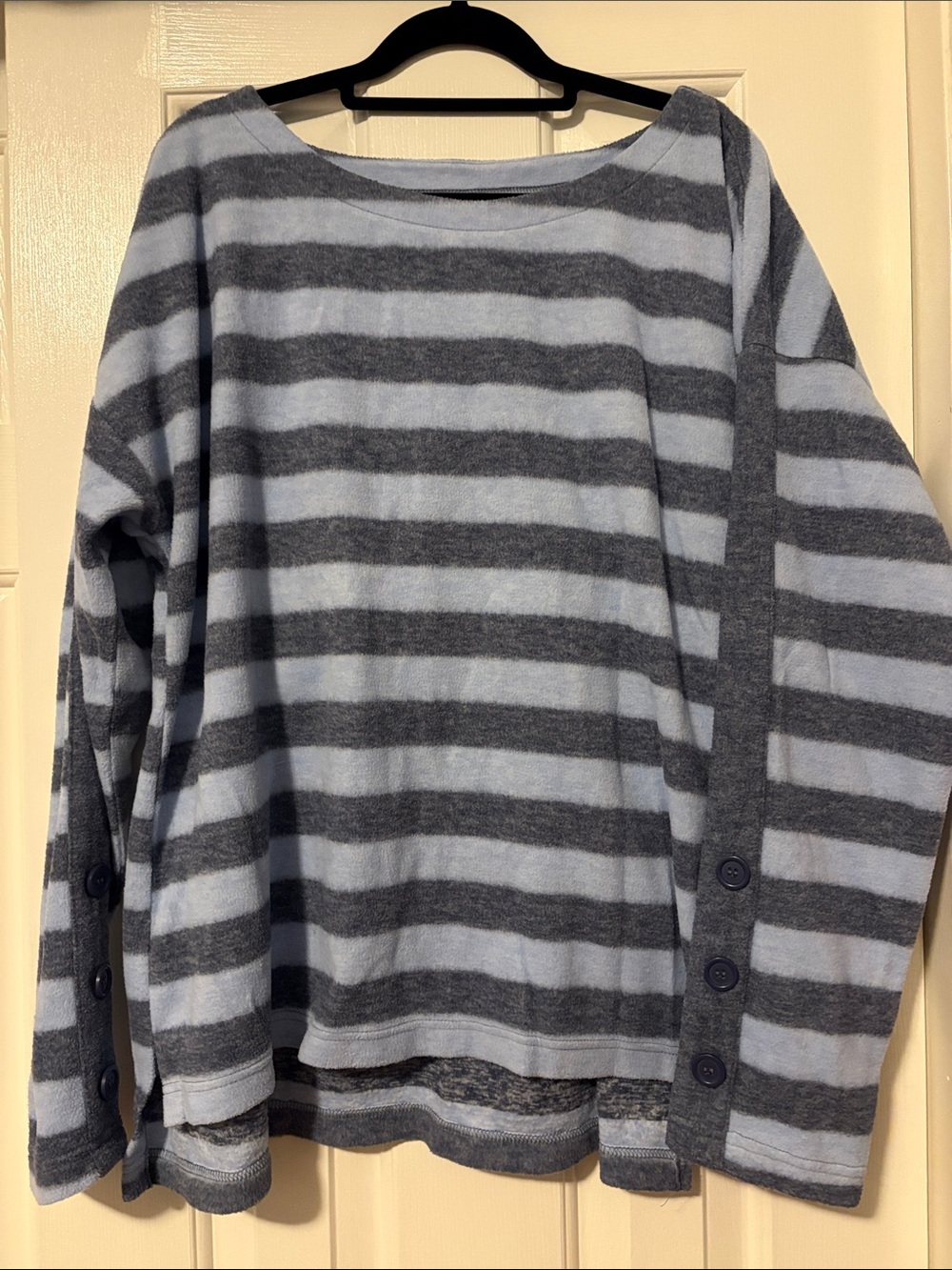 St. John's Bay Gray & Light Blue Striped Boatneck Sweater